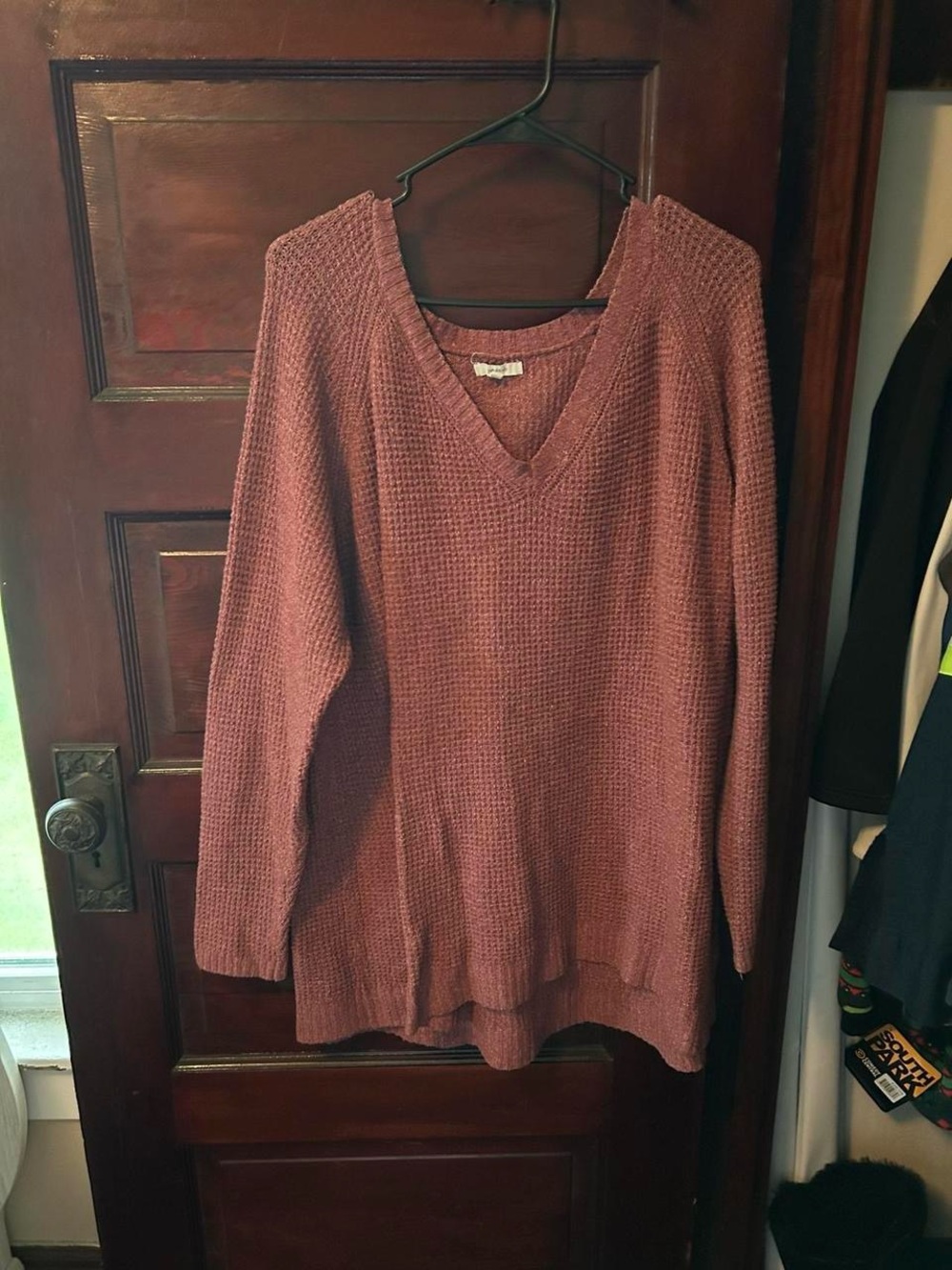 Maurices Cozy V-Neck Waffle Knit Sweater - Mauve Pink